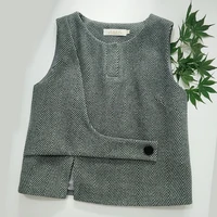 womens wool tweed herringbone suit waistcoat slim fit warm vest business office sleeveless