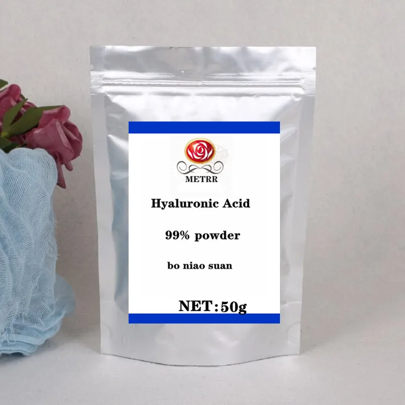 50g Порошок гиалоурановой кислоты, Высококачественная косметика сырье порошок гиалоурановой кислоты, чистая гиалуроновая кислота - Color: 50g