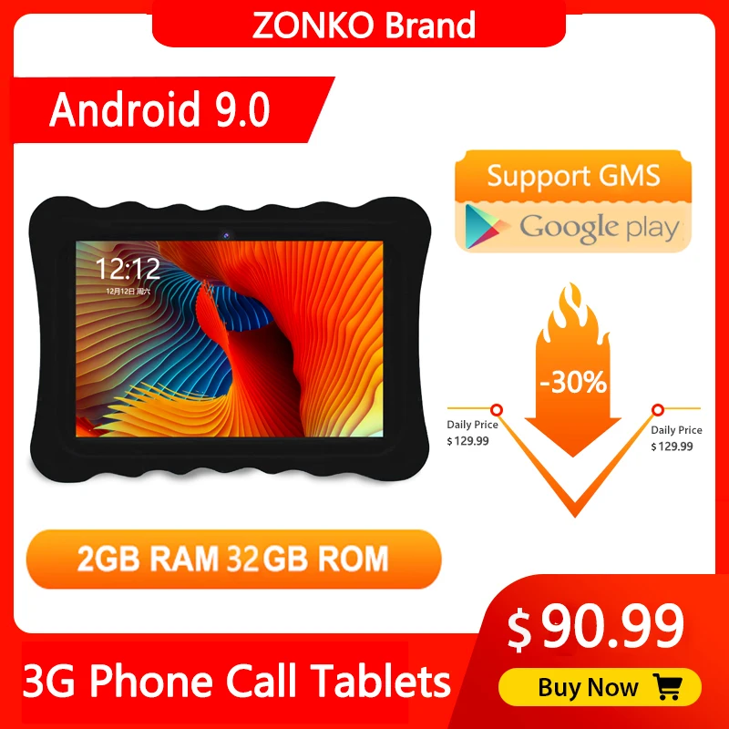 

ZONKO 10 inch Tablet PC Android 10.0 Quad Core 3G Phone Call Tablet 2GB RAM 32GB ROM IPS 1280*800 Dual SIM Card WiFi GPS Tablets