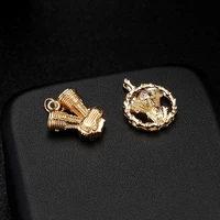 european american style 14k real gold round pendant inlaid with zircon necklace pendant diy jewelry accessories manual material