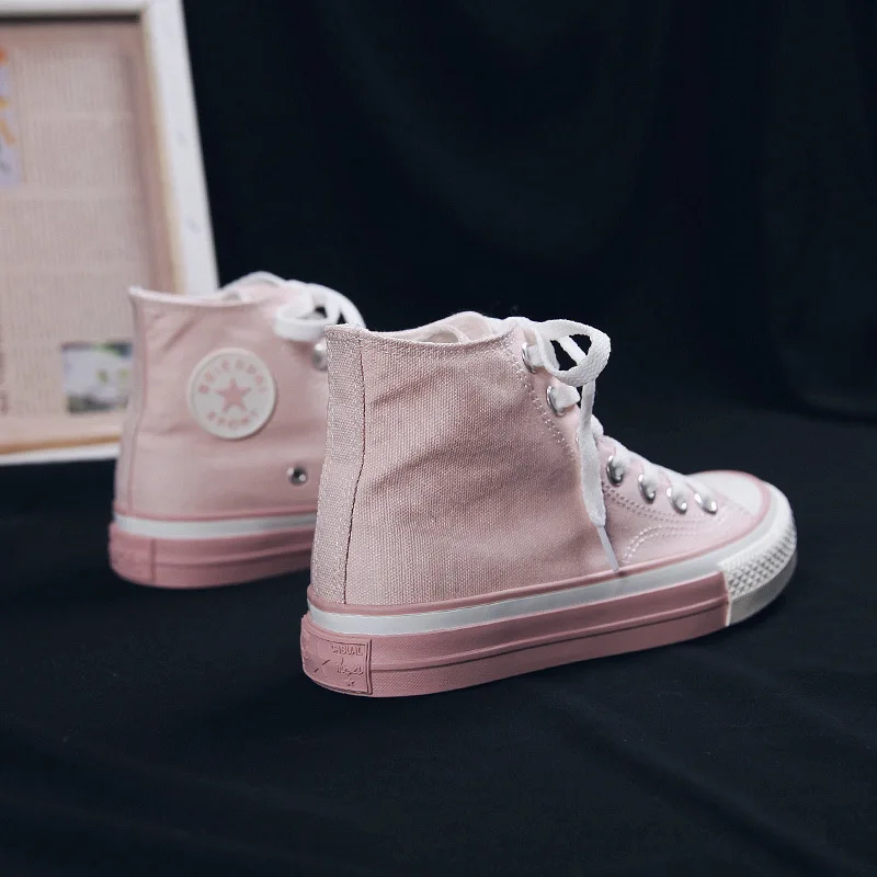 Женские Классические парусиновые кроссовки однотонные розовые Прогулочные со