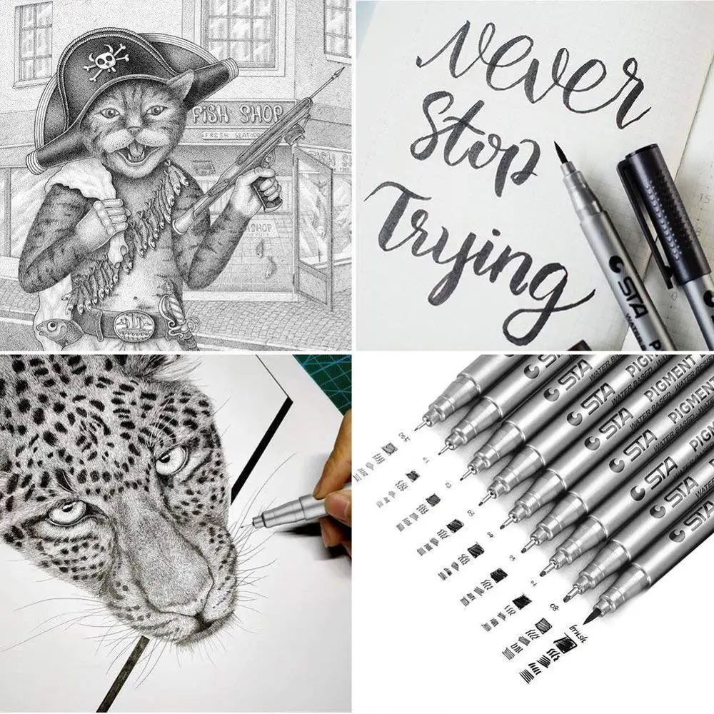 1 шт. пигментный лайнер Pigma Micron чернила маркер ручка Sakura Fineliner набор кисть чернила Маркер эскизы ручки черные маркеры наконечник для искусства