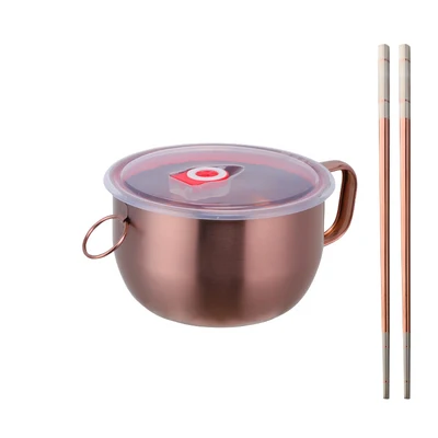 1 шт. миска для лапши из нержавеющей стали с крышкой антиобжигающая ручка