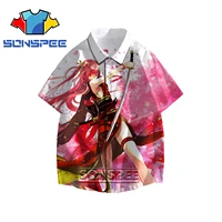 sonspee 3d anime samurai sword girls printed shirt summer cartoon cute mens womens loose blouse oversized top