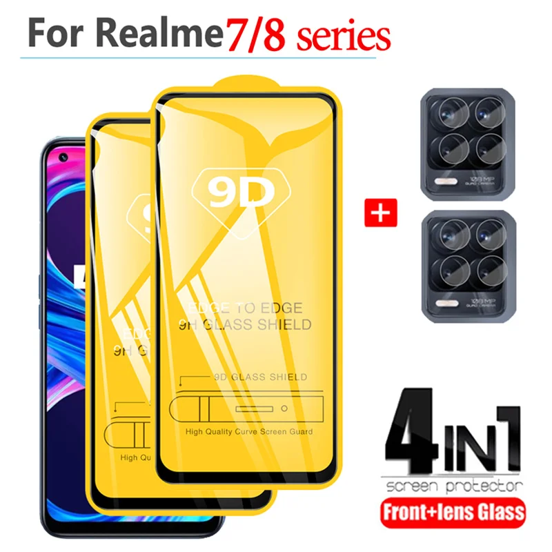 

9D Screen Guard Glass on Realme 8 Pro Screen Protector Camera Film Realme 7 Pro 8 5G Realmi 8s 8i Protective Glass Realmi 8 Pro