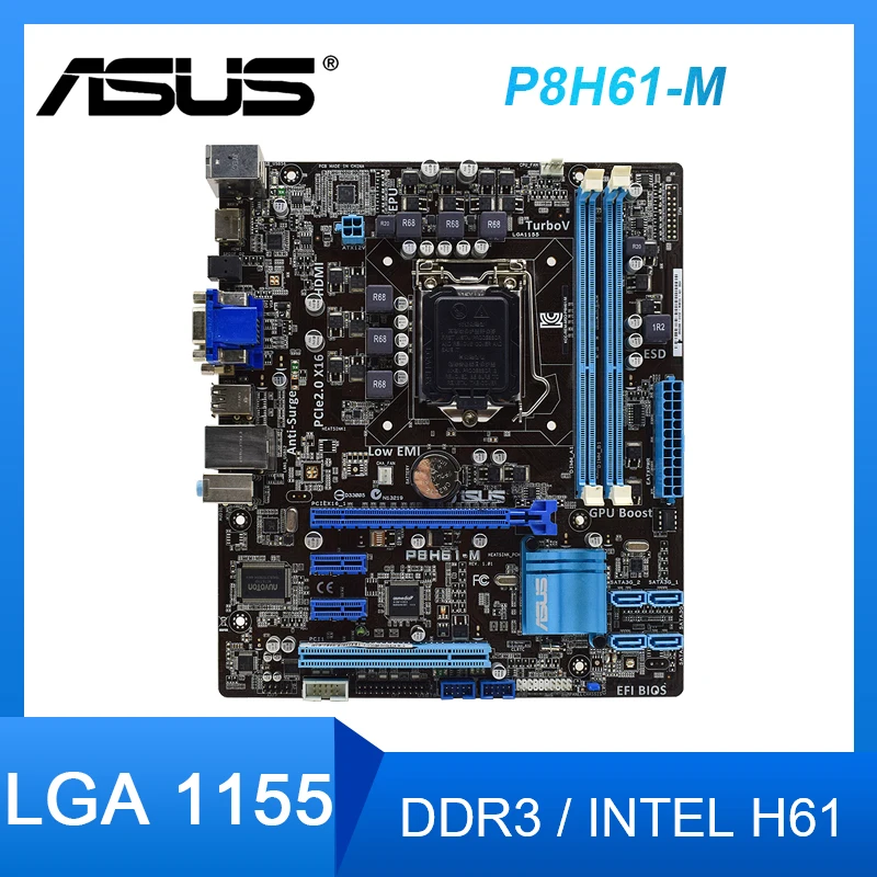 

Материнская плата ASUS P8H61-M LGA 1155 DDR3 ram Intel H61 USB2.0 1 × PCI-E X16 1 × PCI uATX для материнской платы