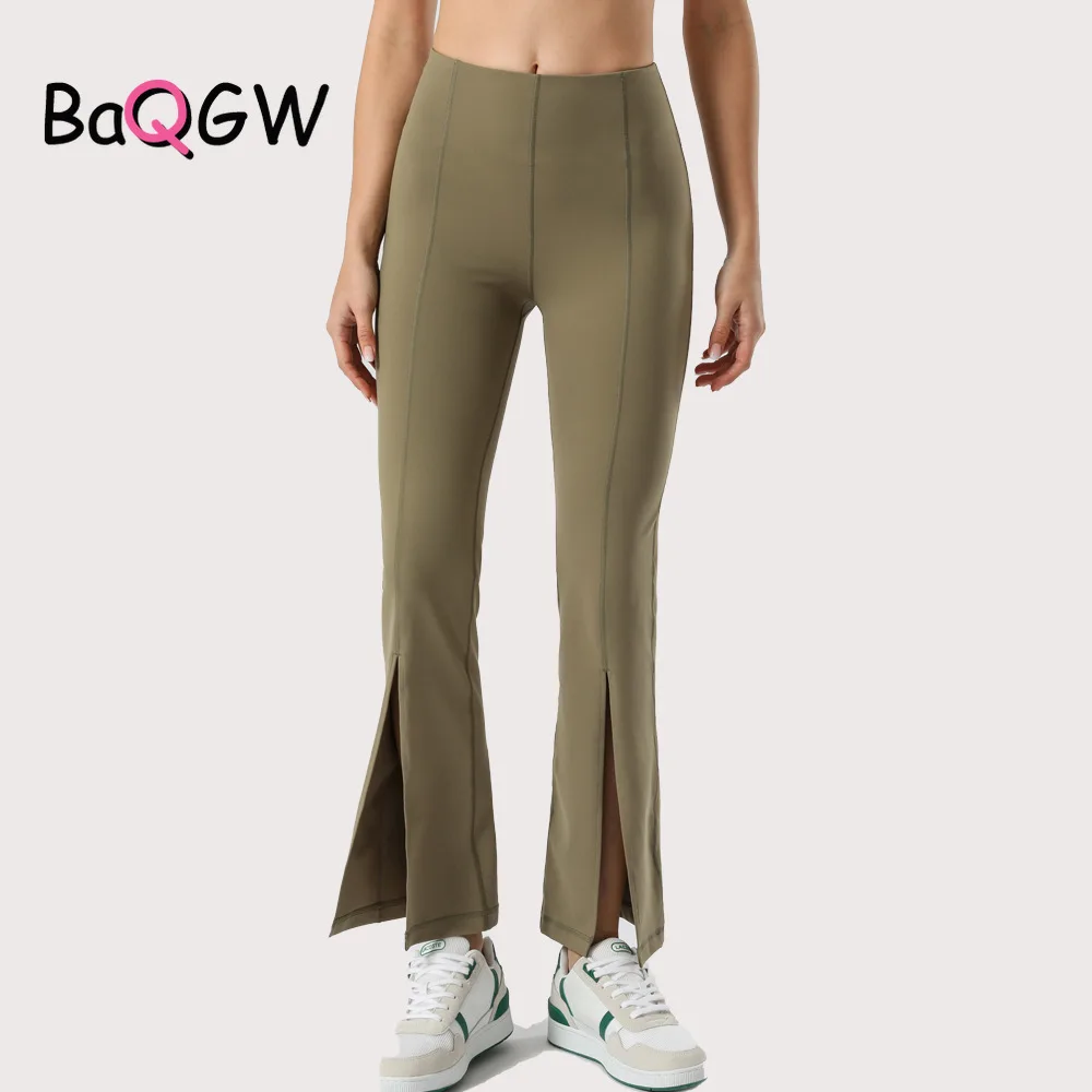 

Женские Штаны Для Йоги BaQGW, расклешенные брюки, Однотонные эластичные бесшовные леггинсы с разрезом для тренажерного зала и фитнеса, обтяги...