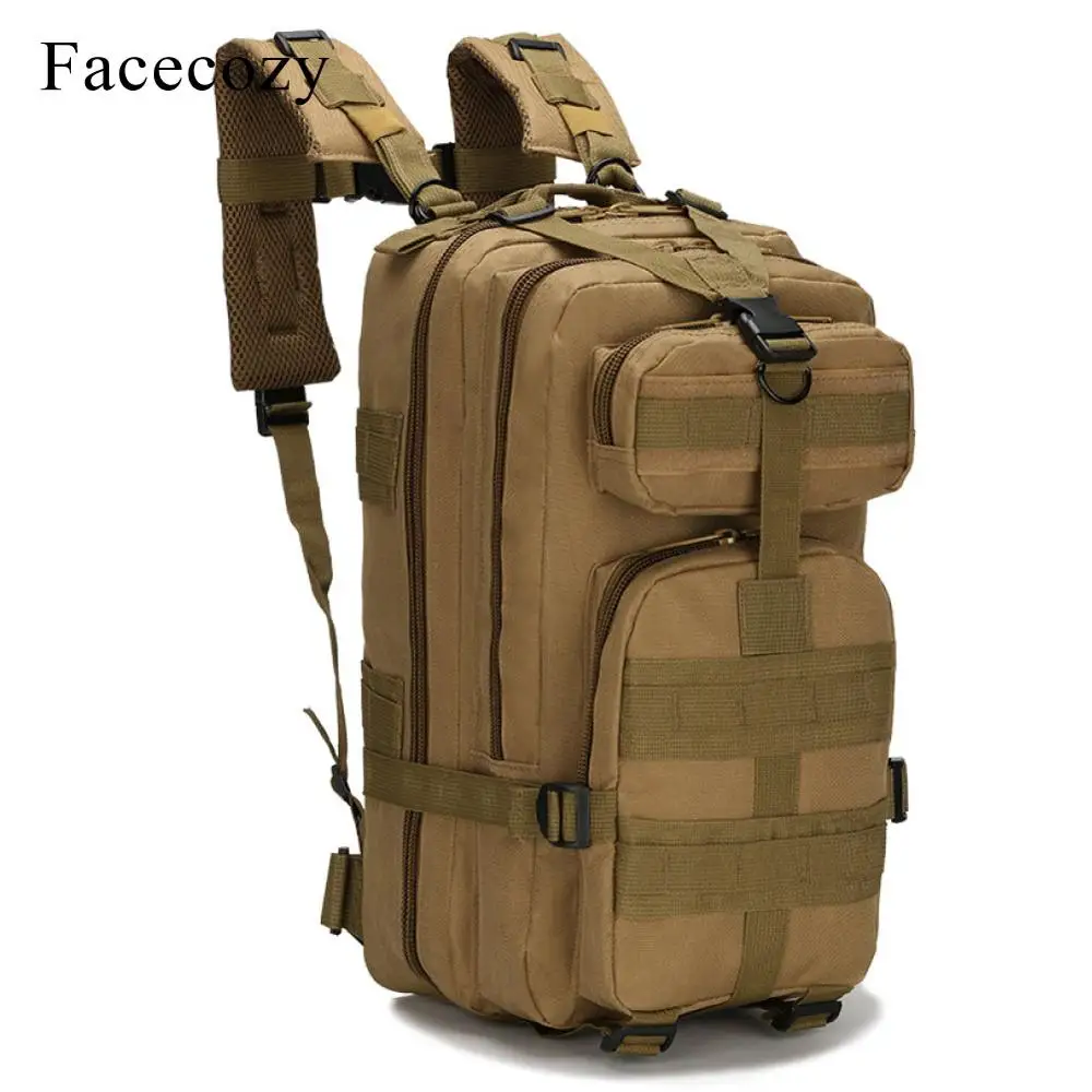Facecozy Открытый походный военный тактический рюкзак камуфляж 600D нейлон треккинг Сумка для дорожного набора 25-30L маленький спортивный рюкзак - Цвет: Khaki