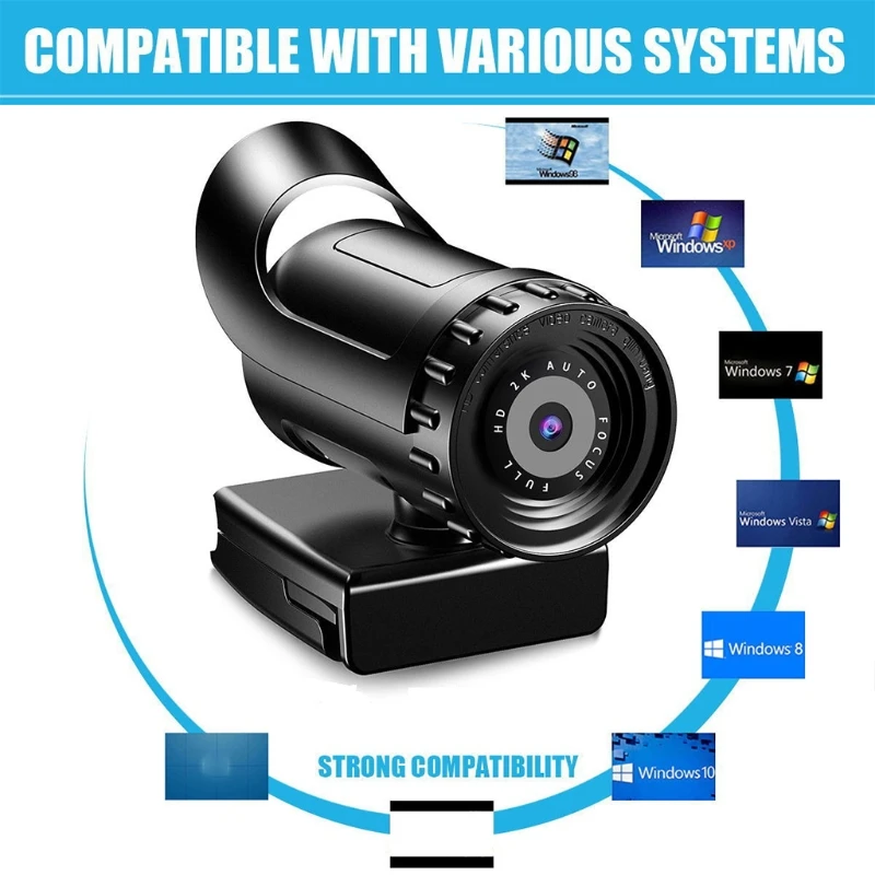 

2K 4K High Definition Webcam with Built-in Microphone Wide Angle View USB2.0 Plug and Play Camera for Conference Calling