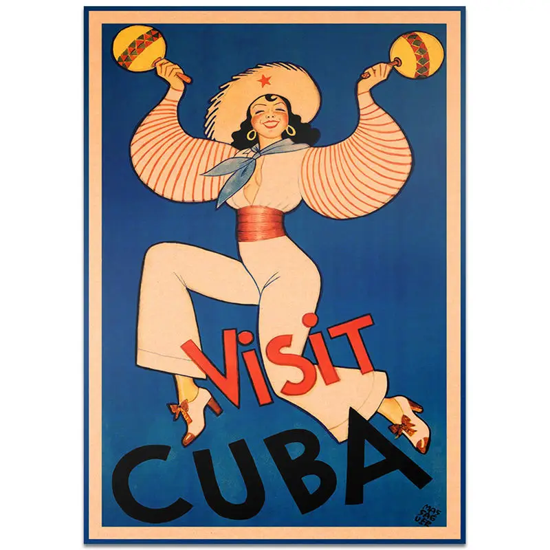 NCITY173 Cuba Пейзаж Плакат ручная роспись праздник рисунок стены Искусство Наклейка оберточная бумага в винтажном стиле отель гостиная домашний декор 42x30 см - Цвет: NCITY173