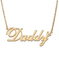 love heart daddy name necklace for women stainless steel gold silver nameplate pendant femme mother child girls gift