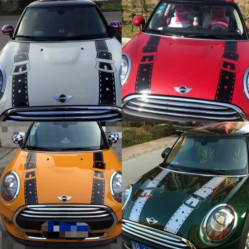 

Personality straps style auto decoration,car-styling vinyl stickers and decals on car hood,DIY refit cover for MINI cooper