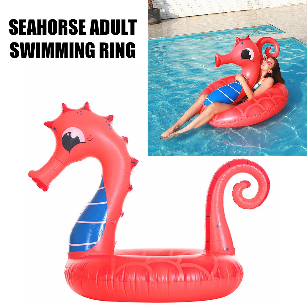 

Red Seahorse Inflatable Swimming Pool Hippocampus Ring Beach Rescue Float PVC Lifebuoy Beach Bed For Adults Child Party Toys