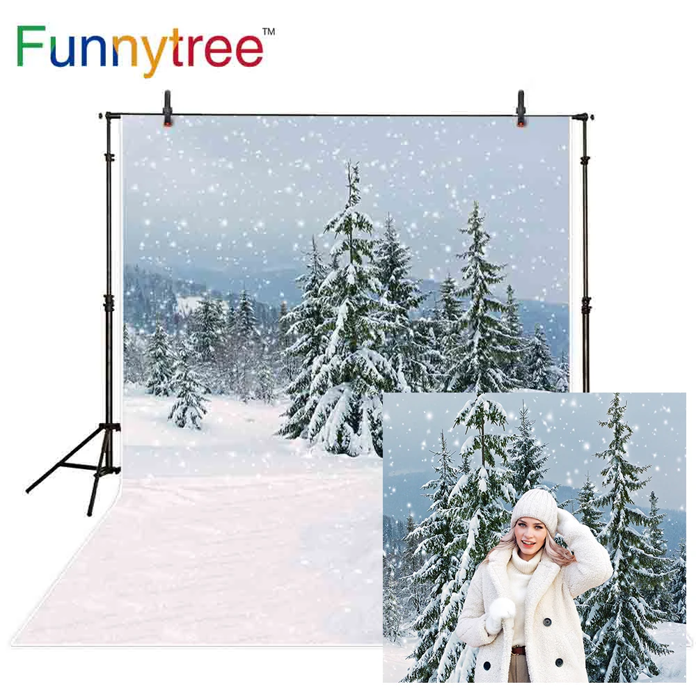 Funnytree фото фон студия зима снег Рождество фон лес пейзаж Фотография фотосессия боке виниловая фотозона