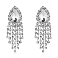 women shiny rhinestone tassel dangle earrings bling crystal statement drop earrings wedding party fashion jewelry accessories