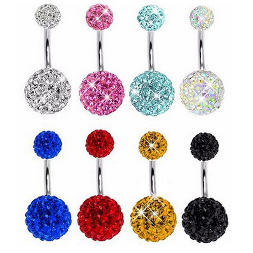 

1PC Crystal Steel Belly Piercings Navel Piercing Sexy Piercing Ear Piercings Navel Earring Body Jewelry Round Body Ring Jewelry