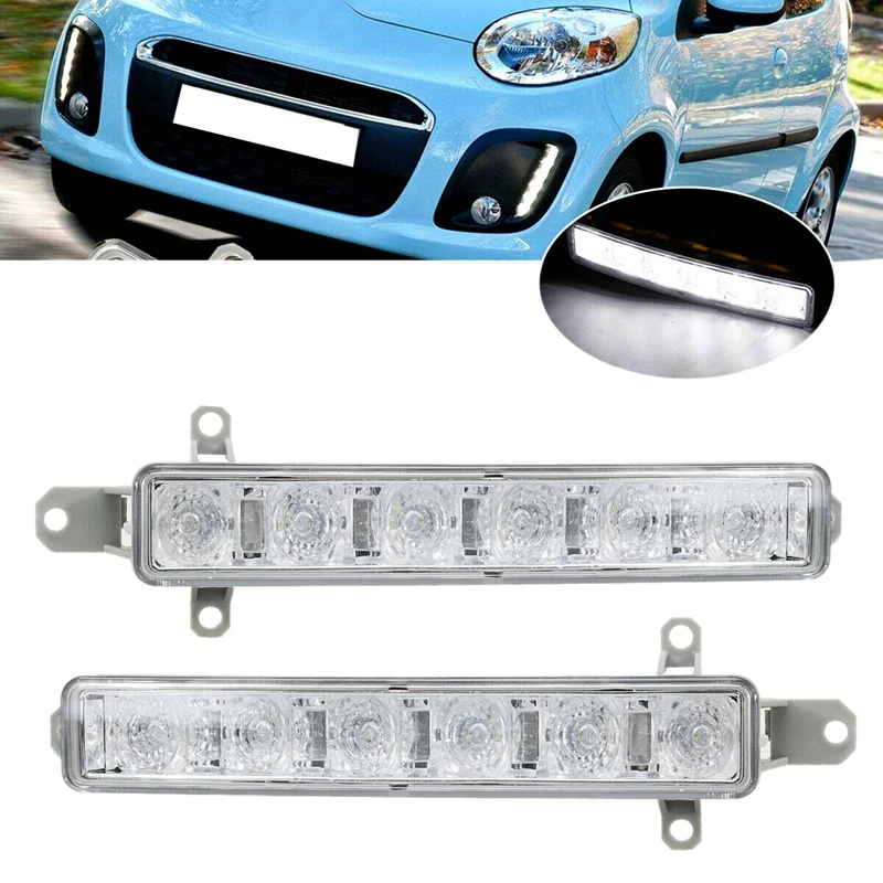 9677409380 9802795580 2X автомобиля 6LED дневные ходовые огни светильник DRL для Citroen C1 06 17 C3 15 19