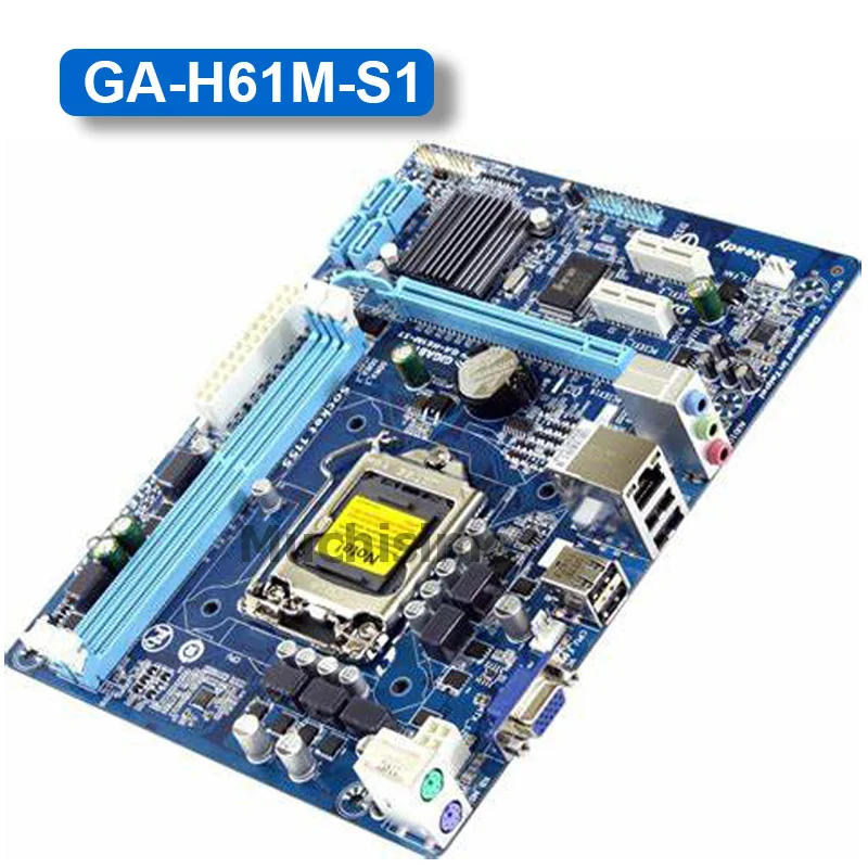 Материнская плата GIGABYTE GA-H61M-S1 H61 Socket LGA 1155 i3 i5 i7 DDR3 16G uATX UEFI BIOS оригинальная H61M-DS1 восстановленная материнская плата