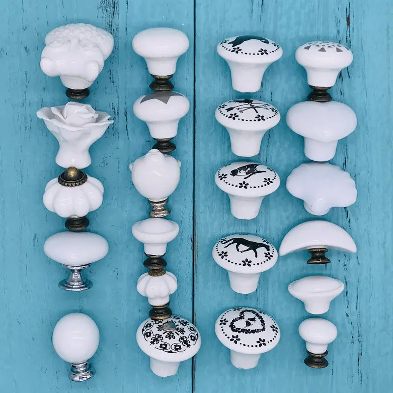 1 шт. белая керамика фарфор Потяните ручки модный дизайн в виде часы ручка для