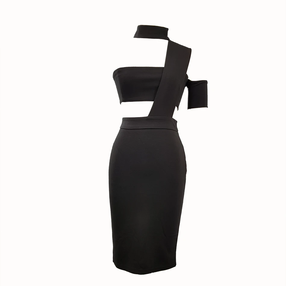 2021 Новое сексуальное летнее женское облегающее Клубное платье черного цвета с