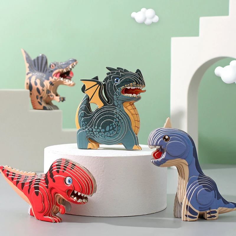 Детский обучающий бумажный 3D пазл игрушки детская сцена головоломки динозавр