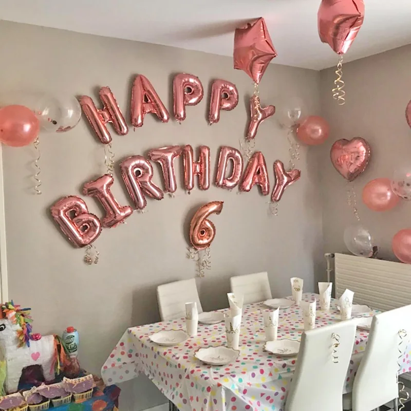 

Rose Gold Birthday Party Decoration Balloons Happy Birthday Letter Foil Balloon Baby Shower Wedding Decoration Birthday Girl