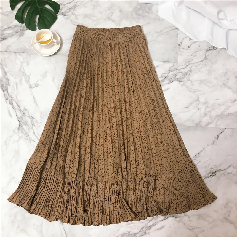 REALEFT весна лето 2020 плиссированная юбка в богемном стиле с принтом и оборками