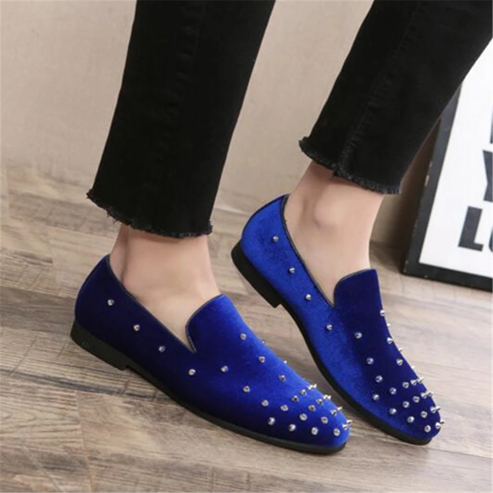 Размеры 38 48 Роскошные красные золотистые туфли с металлическими украшениями