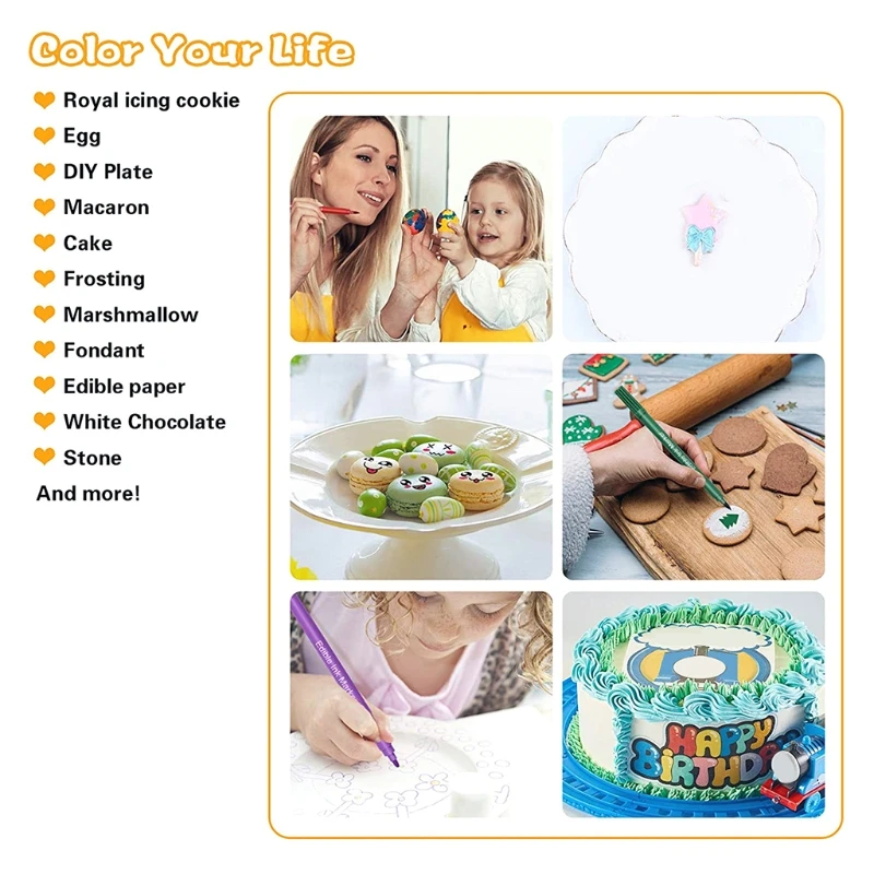 

10pcs Food Coloring Pen Food Coloring Marker Edible Hook Line Drawing Pen Cake Baking Edible Pen Food Grade Children's DIY Toy