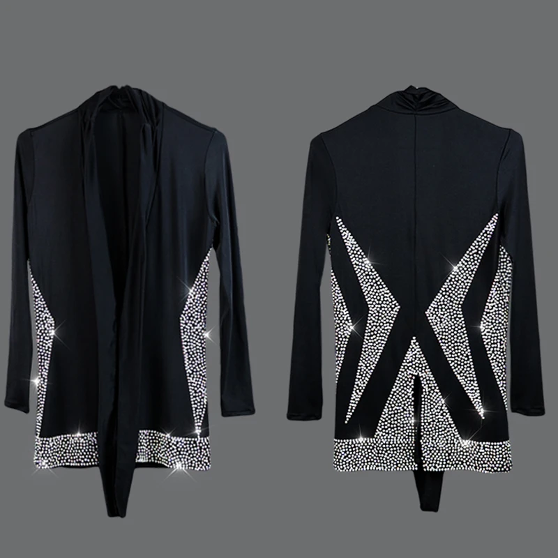 Мужские рубашки для латинских танцев с v-образным вырезом блестящий топ