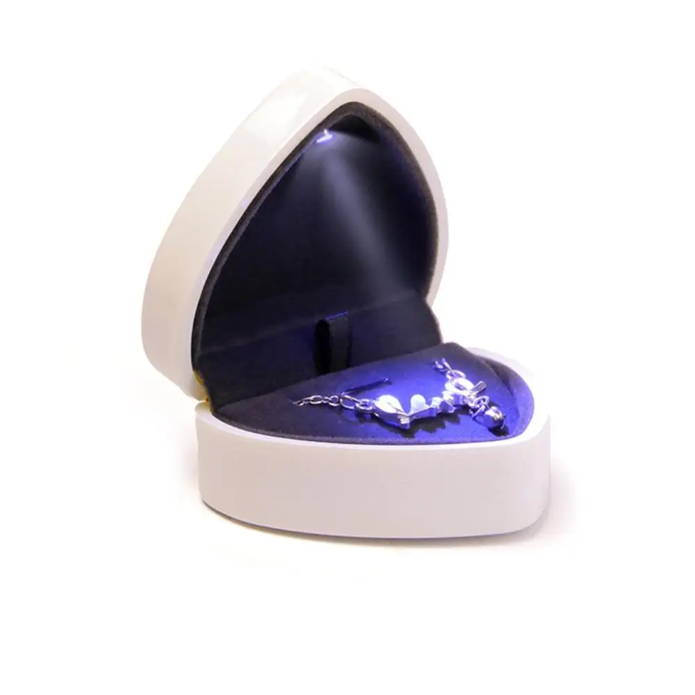 

80% HOT SALES!!! Heart LED Light Engagement Ring Bracelet Holder Jewelry Display Box Storage Case