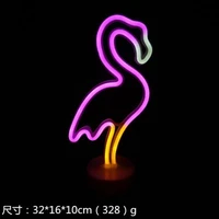 led neon signs light flamingo love rainbow bat neon light usb battery power night light with base home room decor