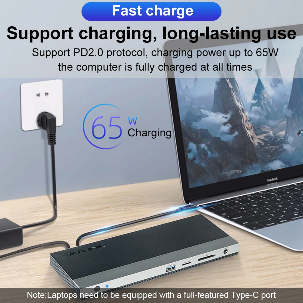 Wavlink USB C док станция MST с тройным дисплеем 4K 60 Гц 2 DP HDMI совместимыми гигабитными