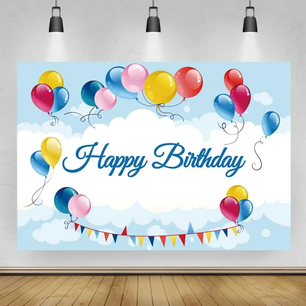 

Cartoon Balloon Happy Birthday Party Banner Photography Background Decor Baby Shower Children Photo Booth Studio Props Backdrops