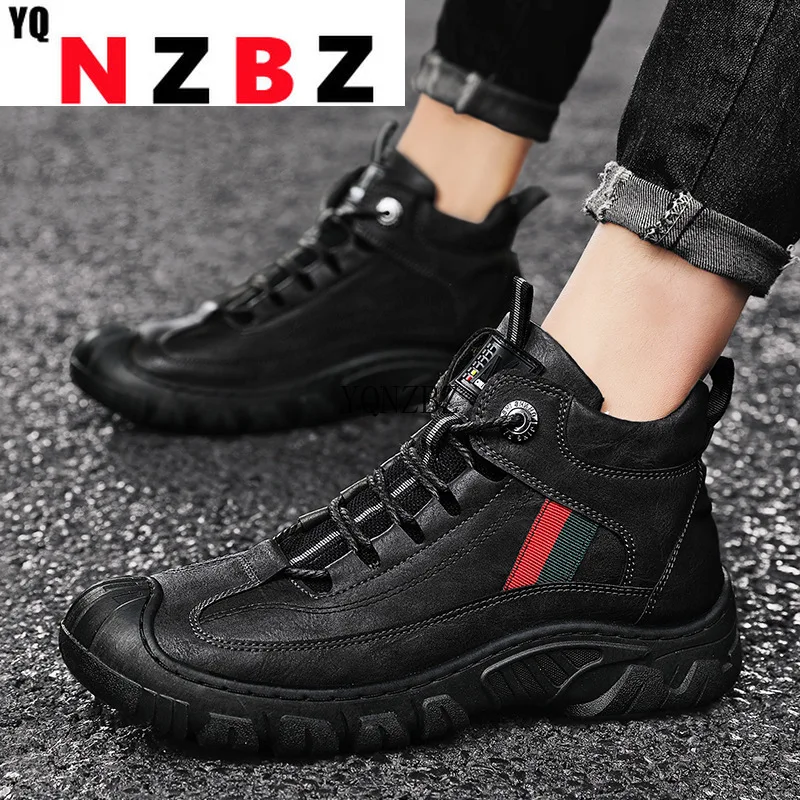 

Мужские ботинки с высоким берцем, модная кожаная повседневная обувь, мужская прогулочная обувь на осень и зиму, новинка 2022, уличные дорожные...