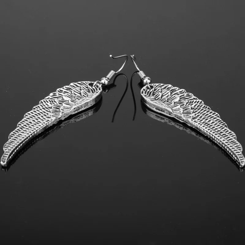 ZRM Punk Retro Angel Wings Earrings Drop Feather Hanging Dangle Metal Earring For Women Girls Gothic Jewelry | Украшения и