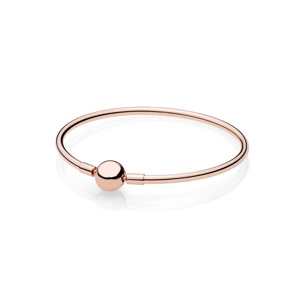 

Snake Chain Basic Bracelets 925 Sterling Silver Charms Round Buckle Rose Gold Color For Women Bracelets Jewelry