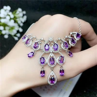 sliver 925 natural amethyst pendants fine jewelry women trendy with necklace classic new 46mm