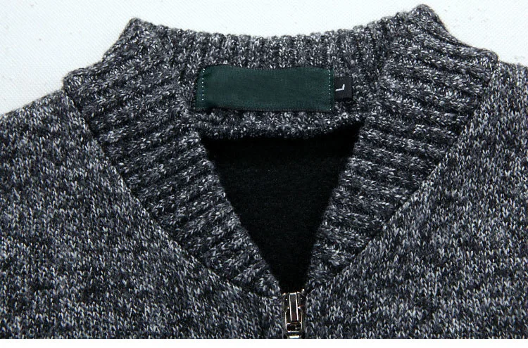 

2021 Winter Stripe Patchwork O-Collar Sweater Men's Zipper Cardigans Long Sleeve Velvet Thickening Warm Sweaters Men Coats