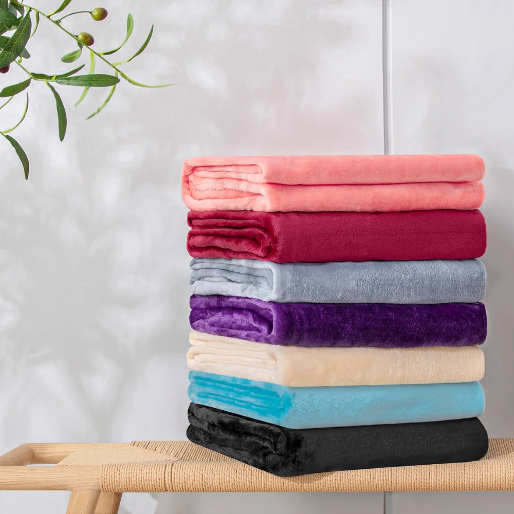 

Winter Solid Color Super Warm Soft Coral Fleece Blanket Thrown on The Sofa Bed Travel Bedspread Sheet Plush Blanket