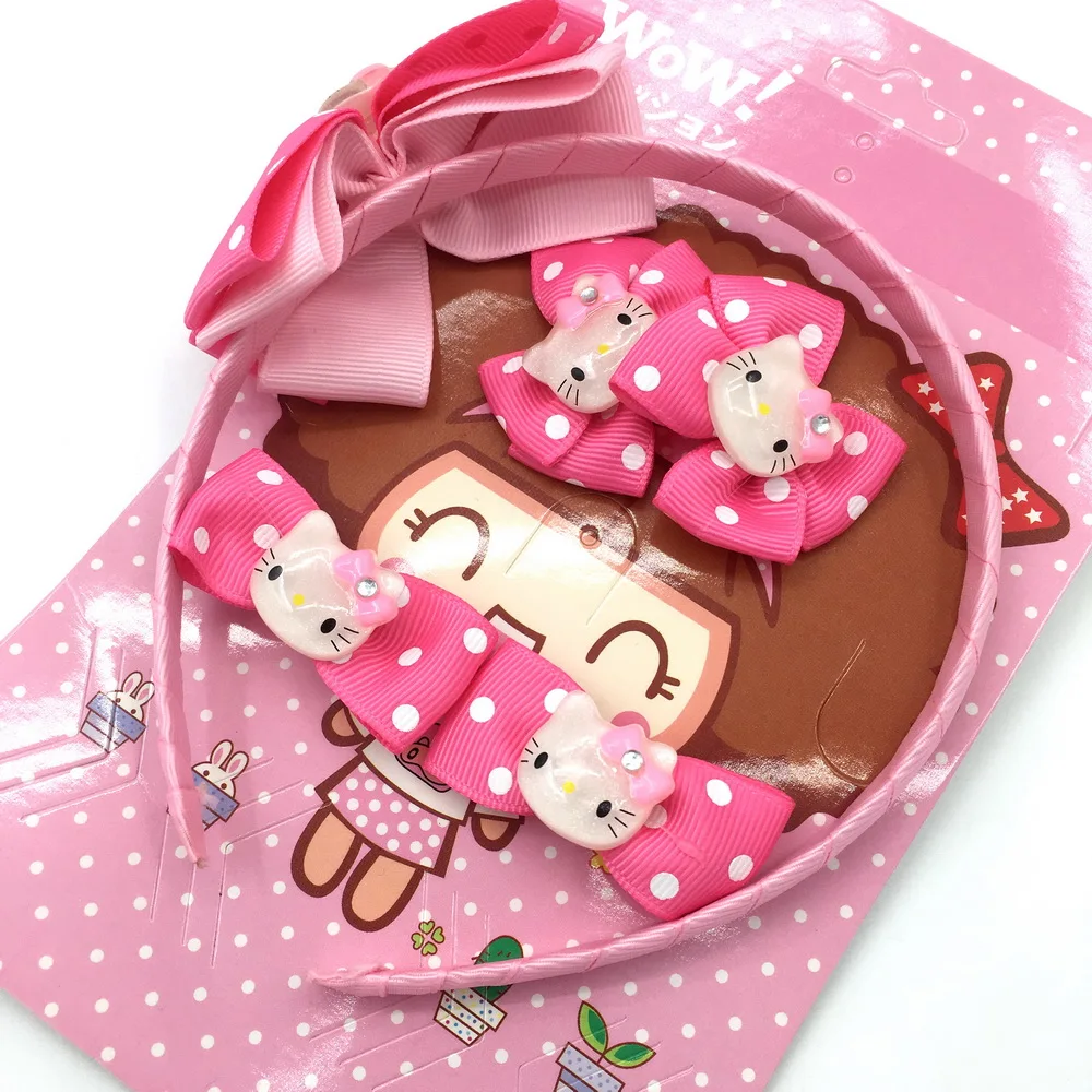 Бесплатная доставка 5 шт./компл. Hello Kitty Детская повязка на голову для девочек