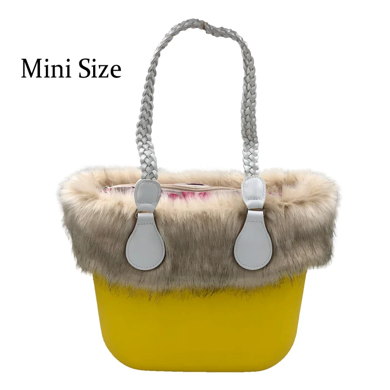 Mini Size Yellow Мини-размер O Сумка Стиль obag Водонепроницаемый EVA корпус с переплетенной ручкой Трамп принт вставка Женская резиновая силиконовая сумка сумочка - Цвет: Mini Size Yellow