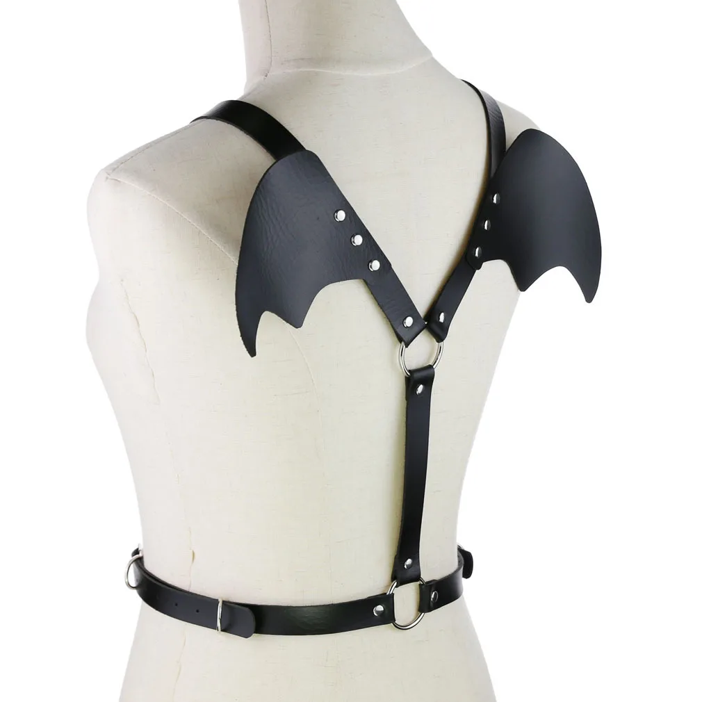 

Bat Wings Punk Leather Harness Bondage Halterneck Gothic Waist Shoulder Necklaces Sexy Party Cosplay Anime Jewelry Gifts