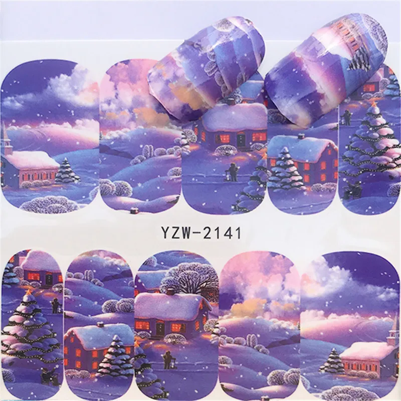

2020 New Christmas 3D Stickers For Nails Xmas Snowflakes Deer Flowers Sliders Decorations Decals Nail Art Manicure