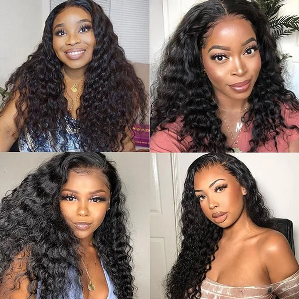 

Loose Deep Wave Closure Wig Remy For Black Women 13x4 Lace Front Wig Deep Curly Human Hair Wigs Frontal Wig Bleached Knots Wigs