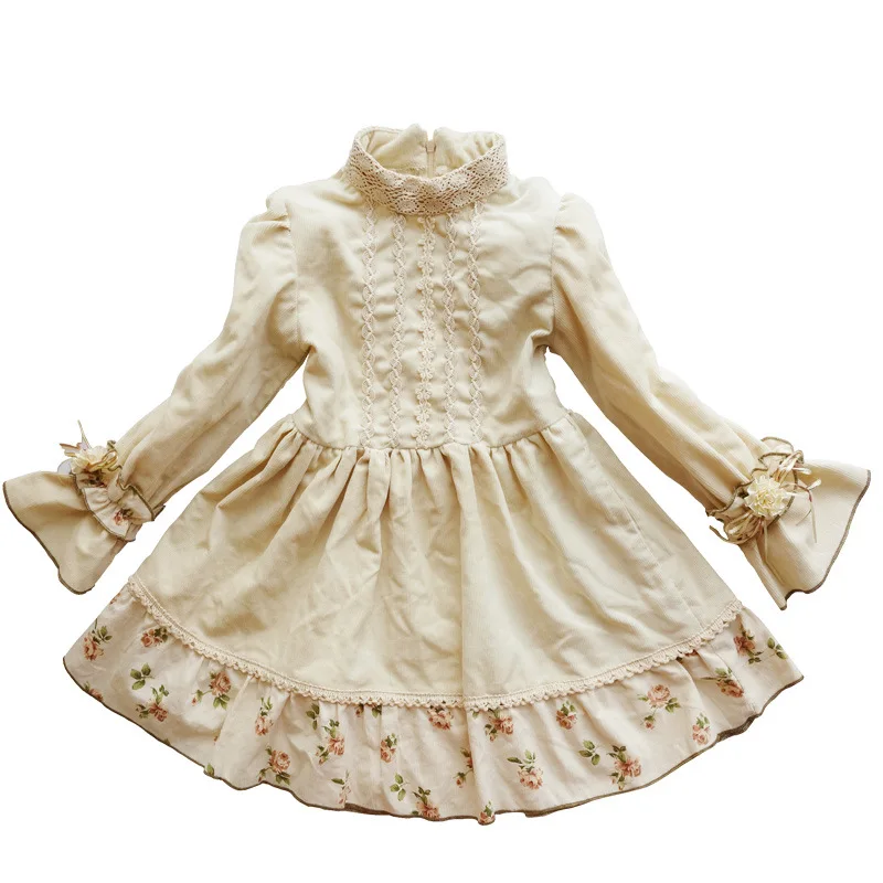 

Spring Children's Clothing New Girls' Dress Two-piece Dress Russian Retro Palace Spanish Children's Print Fluffy Princess Dress