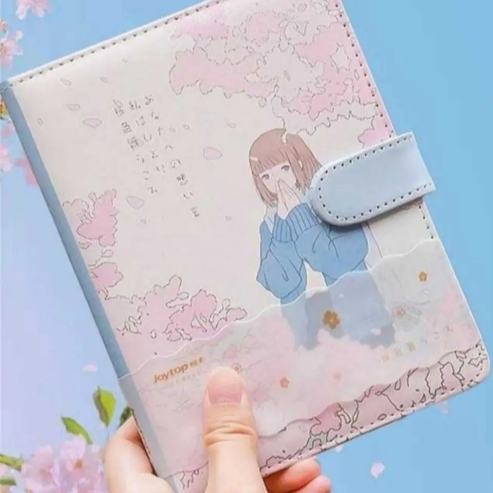 

When the cherry blossoms are flying, A5 hand account book magnetic buckle this ins style student cartoon note book notebook