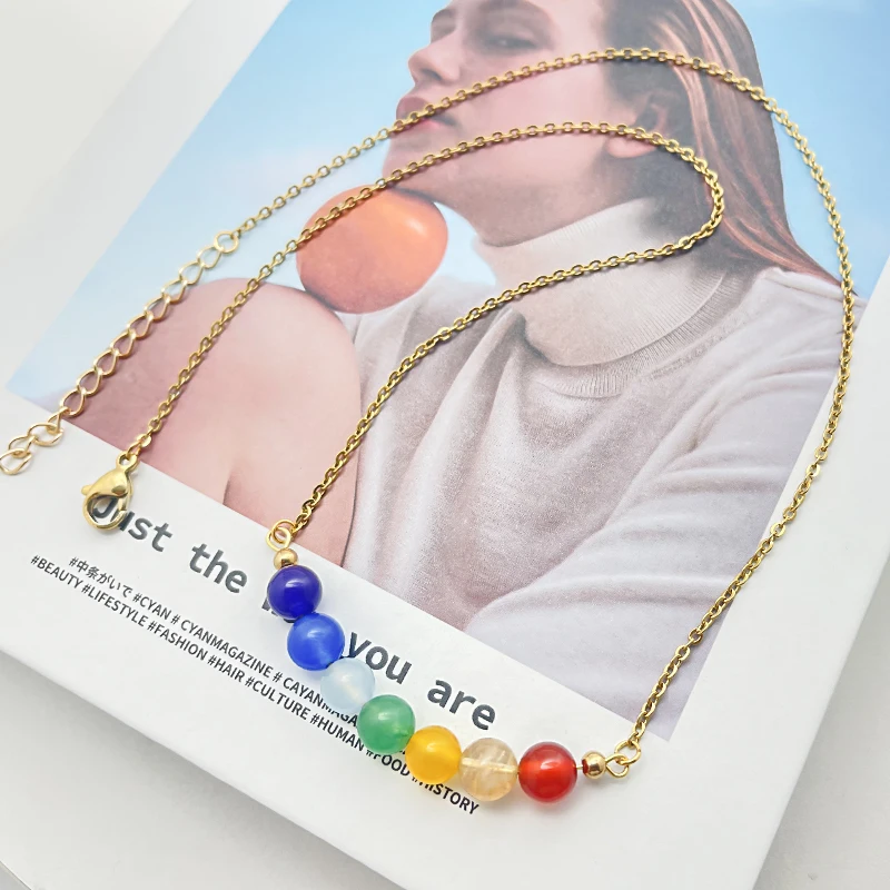 

New Trend 2021 Handmade Natural Stone Pendant Beaded Necklace for Women and Men Fashion Couple Jewelry Party Gifts Wholesale