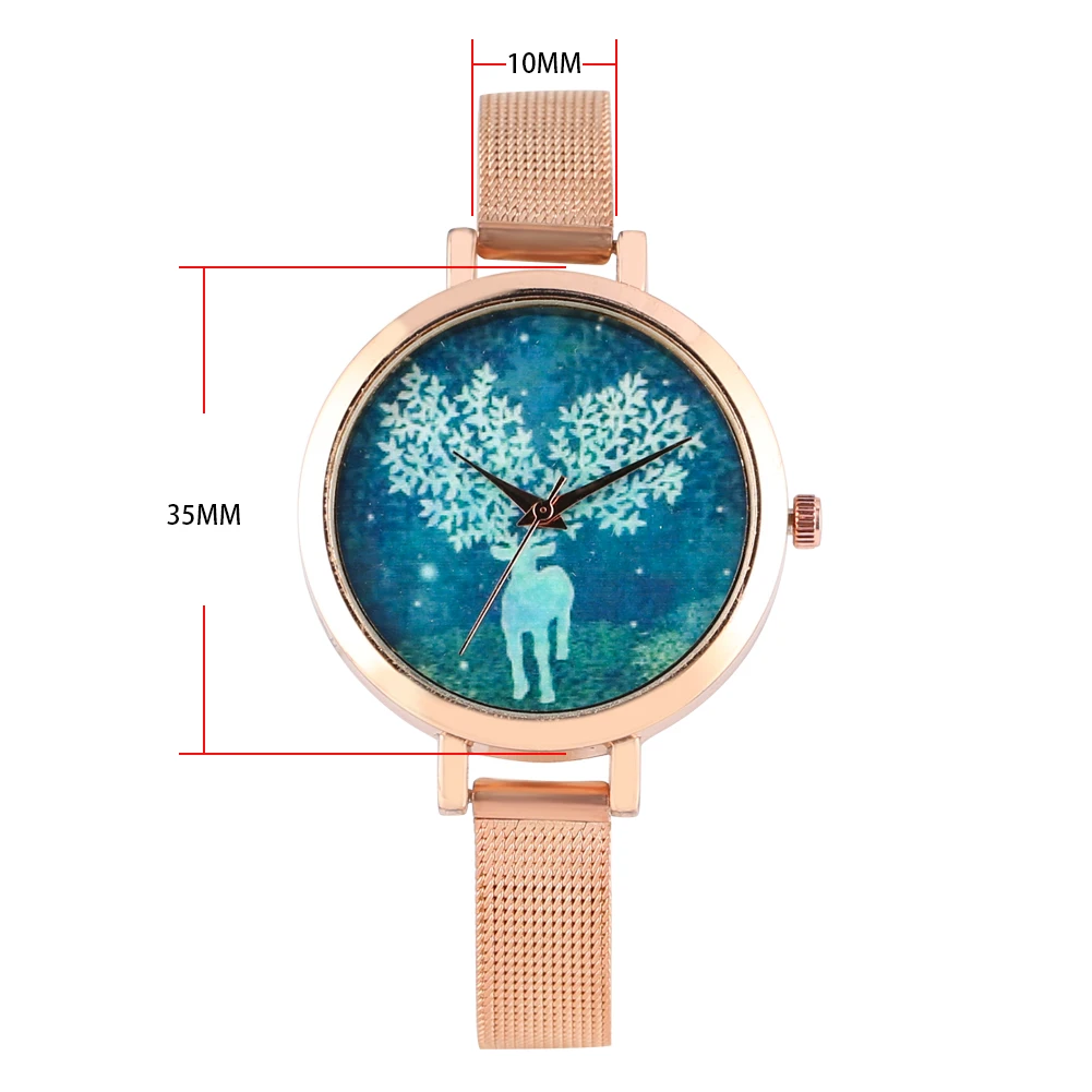 Изысканные женские кварцевые часы со стальным/кожаным ремешком с синим лосем и