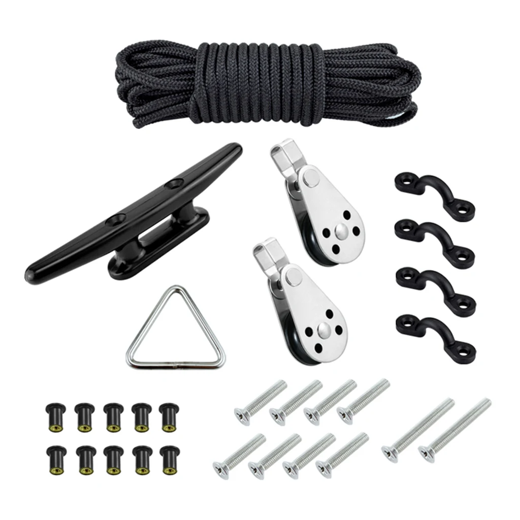 Каяка якорная тележка комплект веревка Скоба пульли блок w/9. Прочная 1 м | Спорт и